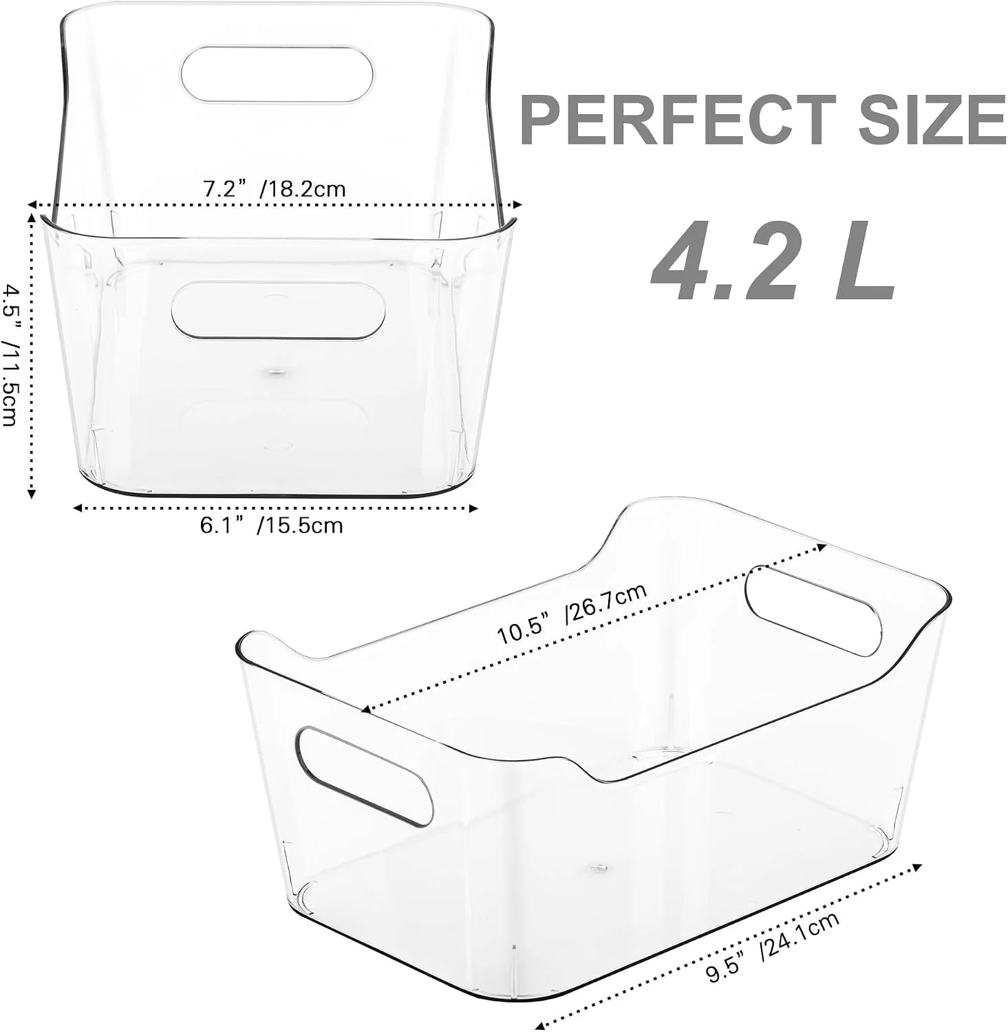 Plastic Storage Bins, Multi-Use Organizer Bins, Pantry Organizer, Clear Storage Containers for Home - Image 2