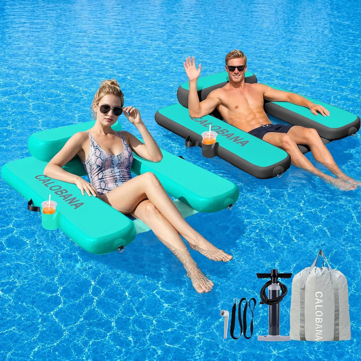 CALOBANA Inflatable Floating Chair, Heavy Duty Pool Floats Adult Lounger with Cup Holder bifanuoyard - Image 5