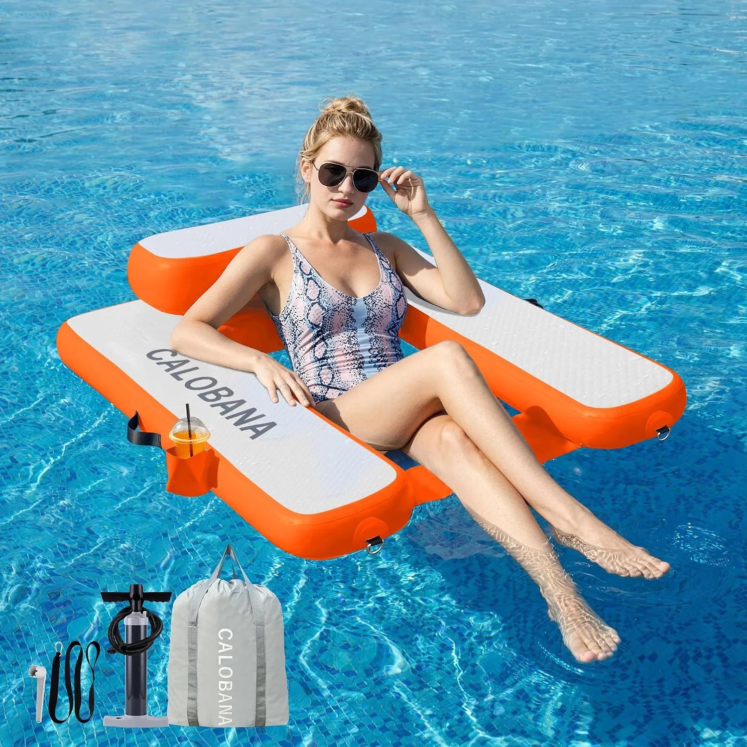 CALOBANA Inflatable Floating Chair, Heavy Duty Pool Floats Adult Lounger with Cup Holder bifanuoyard - Image 2