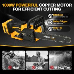 Electric Chainsaw 12 Cordless Tool Only for Dewalt 20V/60V Battery with Auto Oiler & Security Lock