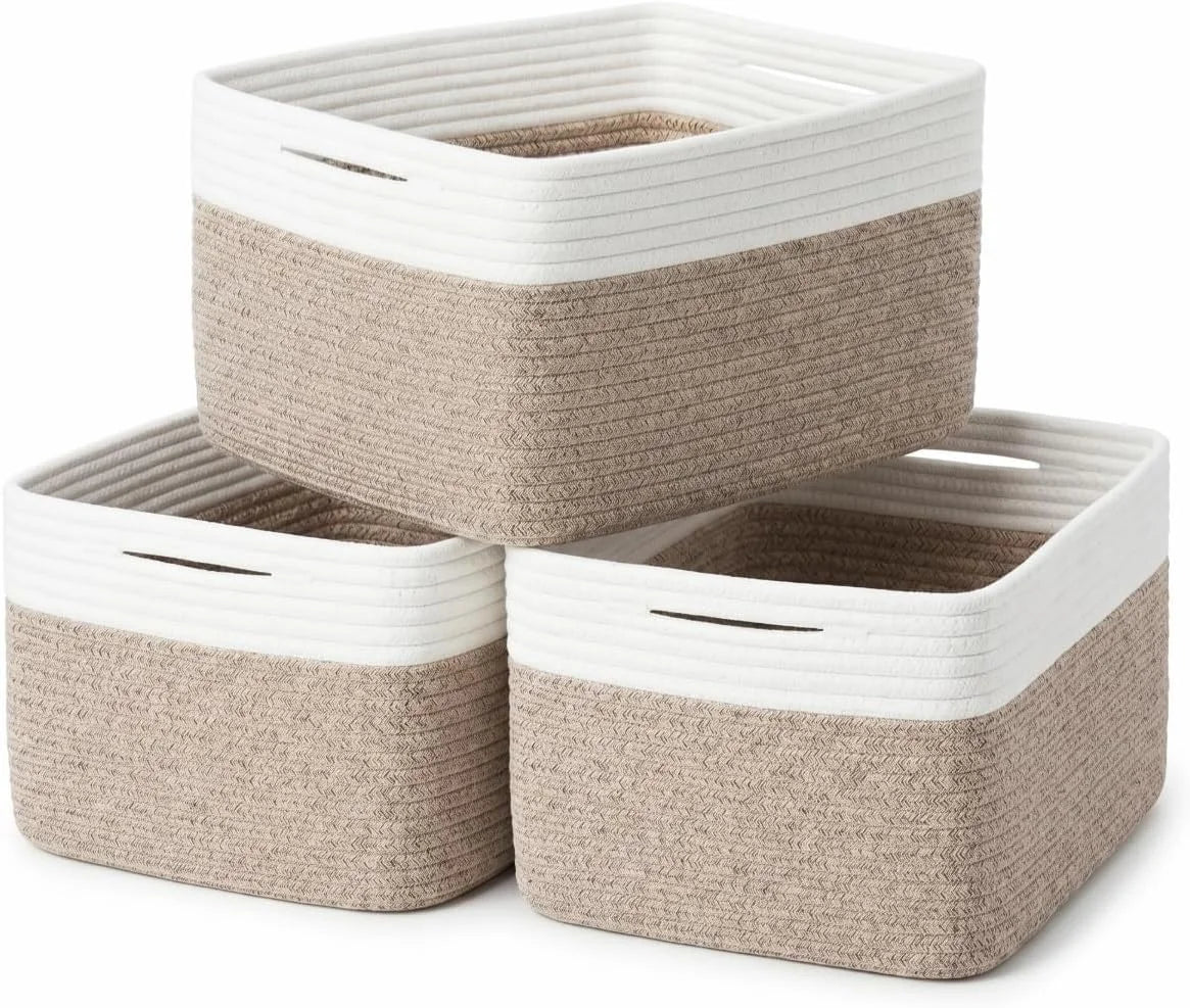 New Arrivals Storage Basket for Shelves 16.8”x13”x7.5”2 Pack, Large Storage Baskets, Soft Cotton Rope Woven Baskets - Image 3