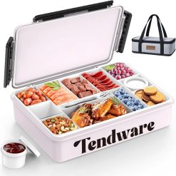 Chilled Portable Snackle Box Container with Ice Pack, Divided Serving Tray with Insulated Bag, Beach Essentials for Summer