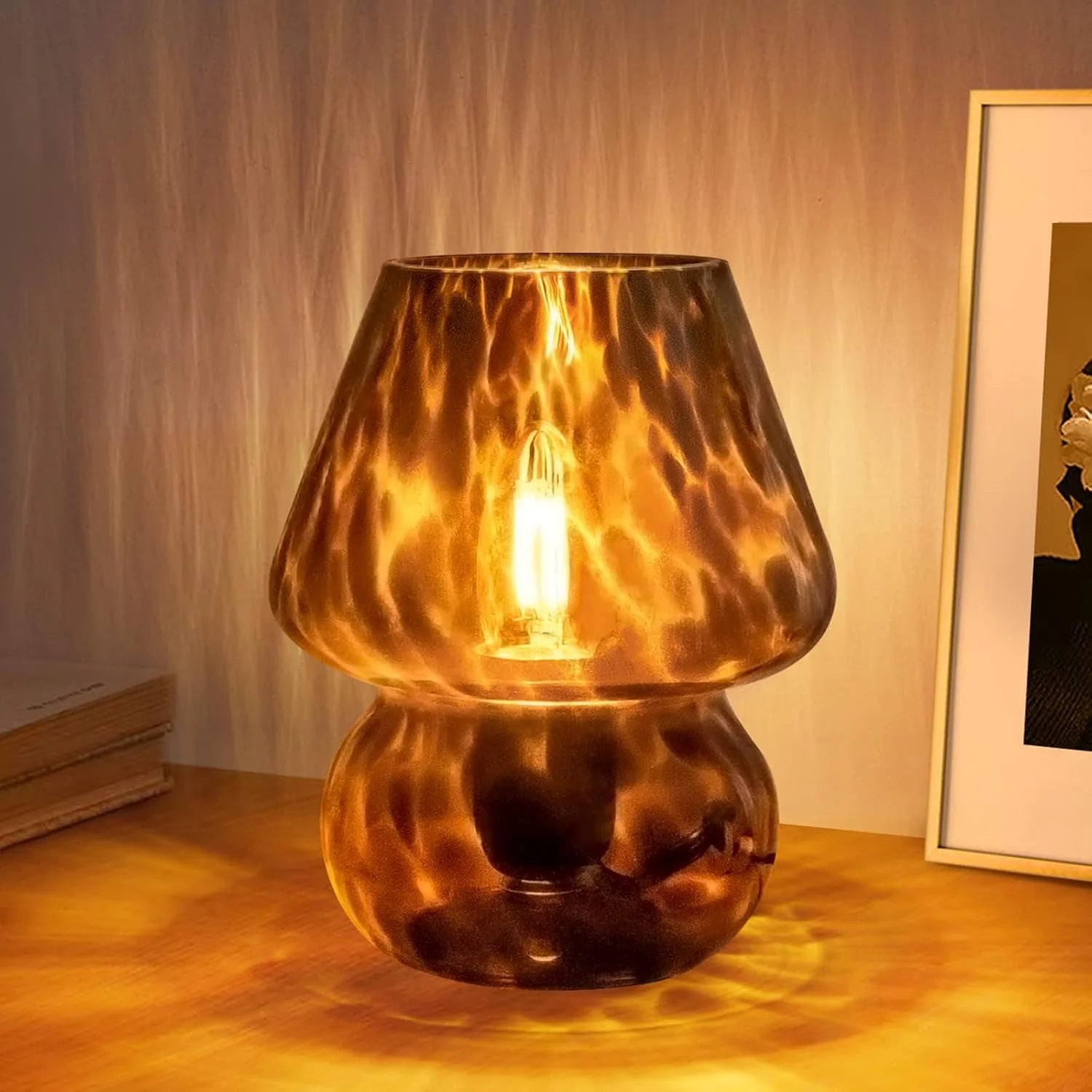 ONEWISH Mushroom Lamp Small Vintage Table Lamp for Bedroom Nightstand, Dimmable bifanuoyard - Image 2