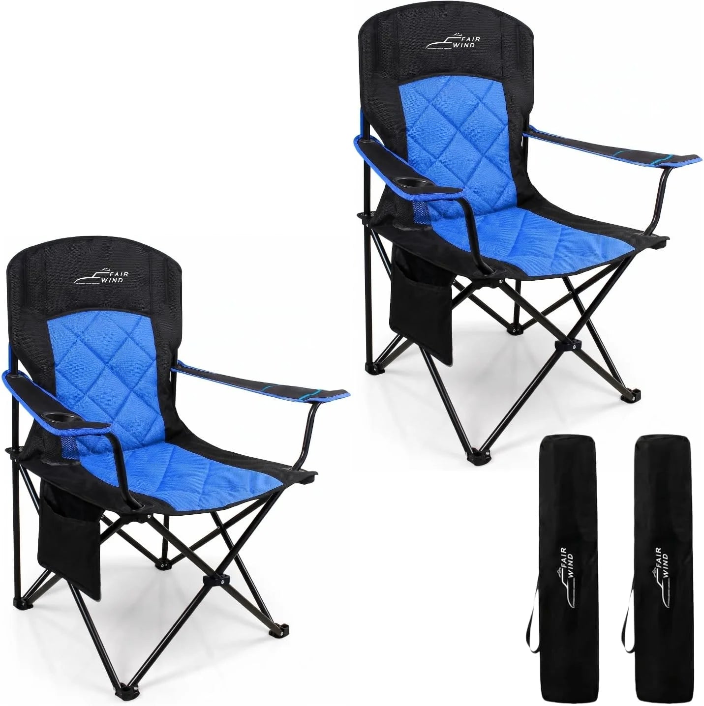 FAIR WIND Oversized Padded Camping Chair 2 Pack 350 LBS Capacity Heavy Duty Quad Chair with Lumbar-Support bifanuoyard