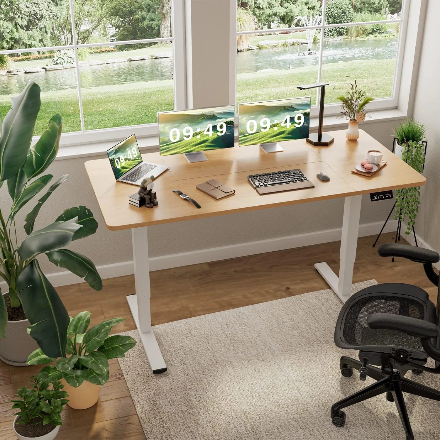 New Arrivals 55 x 24 Inches Electric Height Adjustable Standing Desk Large Sit Stand Up Desk Home Office Computer Desk Memory - Image 7