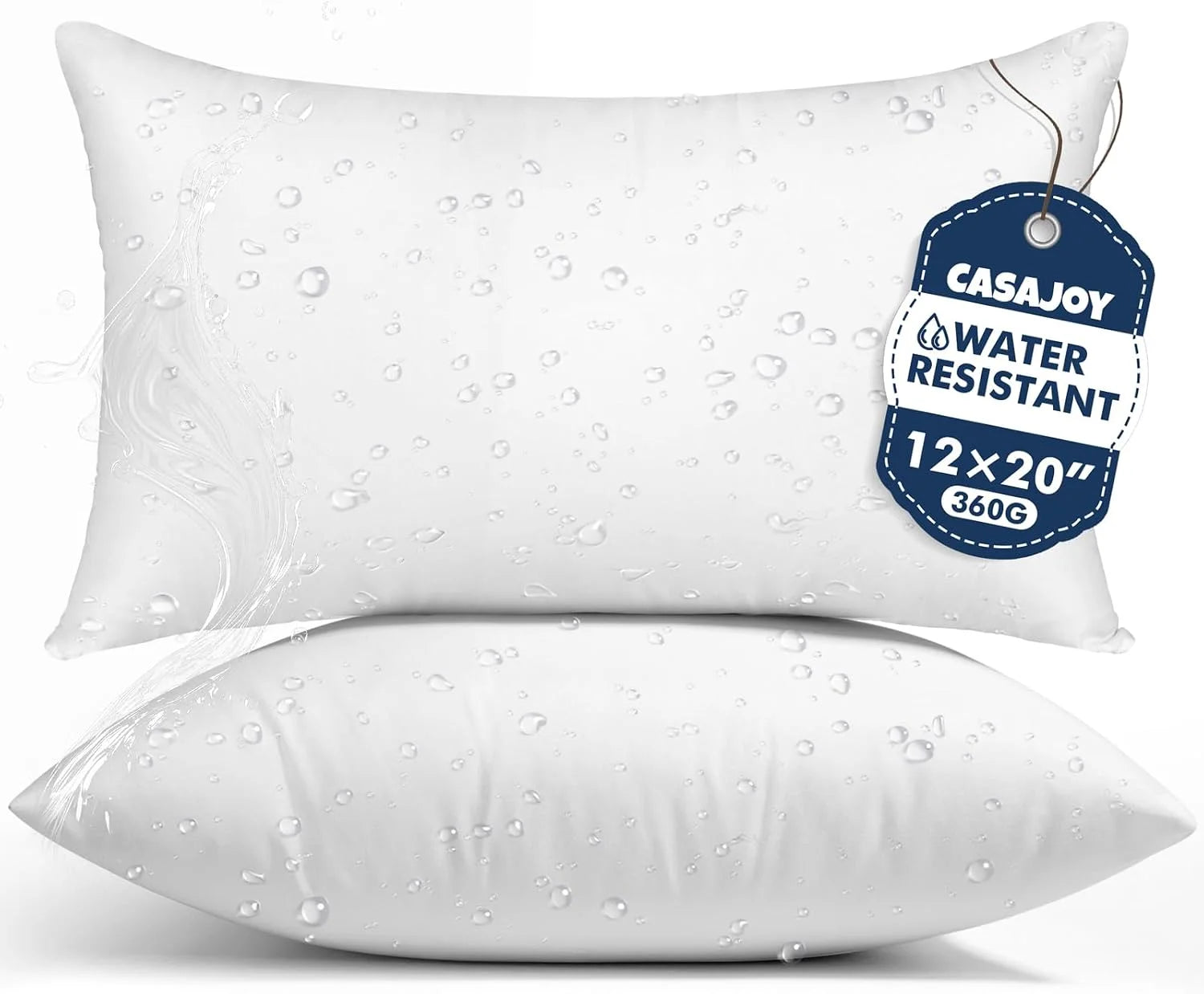 New Arrivals CASAJOY Set of 2 12×20 Outdoor Pillows,Water Resistant Lumbar Pillow Insert - Image 4