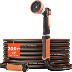 VEVOR Garden Hose, 200 ft 5/8 Heavy Duty Rubber Water Hose with 10 Mode Nozzle, 150PSI Working & 600PSI Burst bifanuoyard