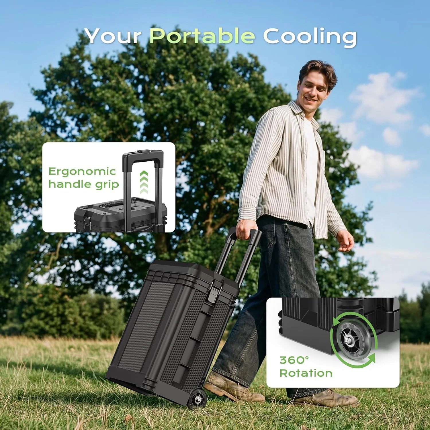 New Arrivals 4 Gal Large Misting Bucket Fan Portable, 40000mAh Rechargeable Mister Fan with Retractable Handle - Image 3
