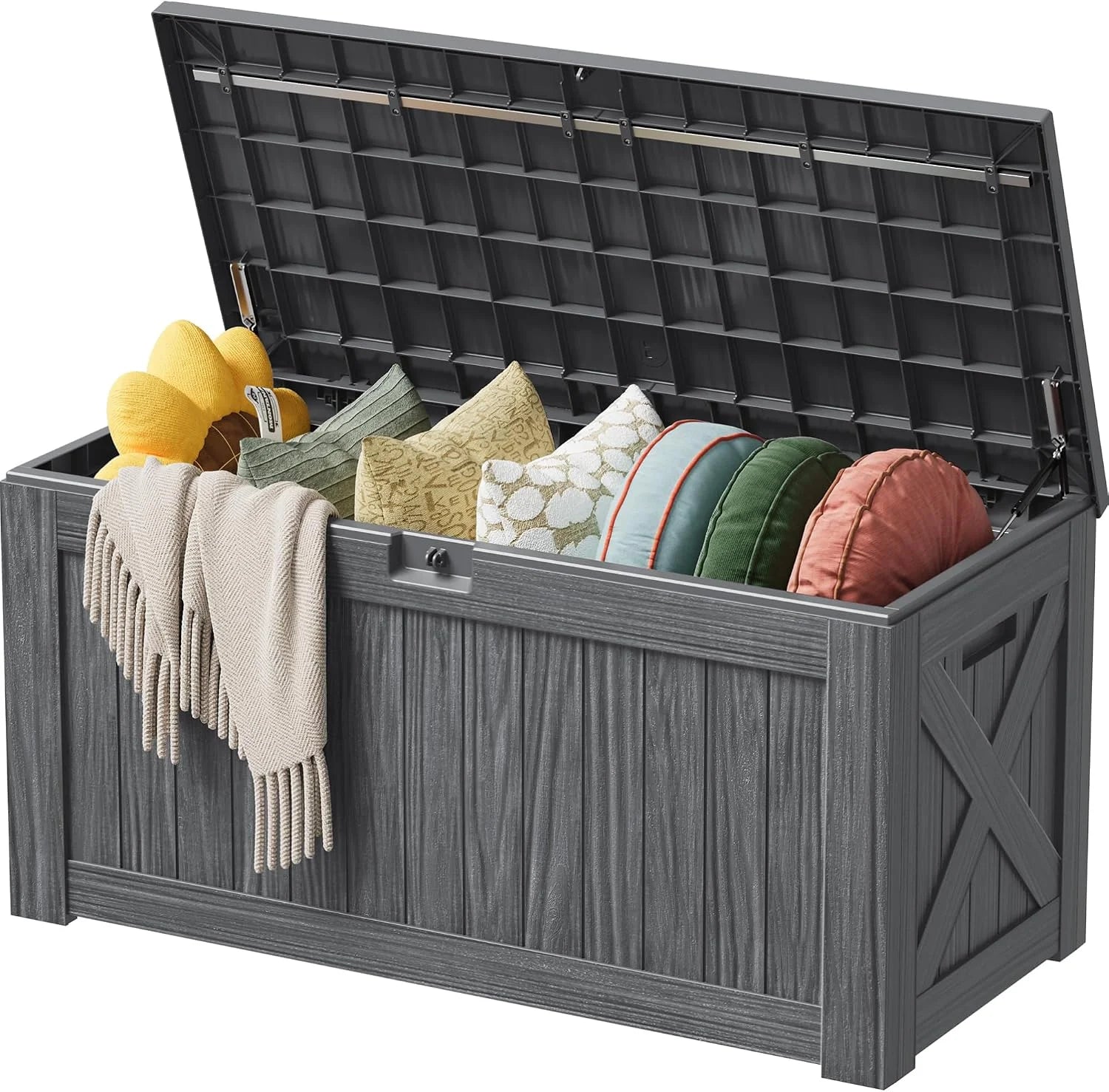 Devoko 100 Gallon Waterproof Resin Deck Box, Large Outdoor Storage Box bifanuoyard - Image 19
