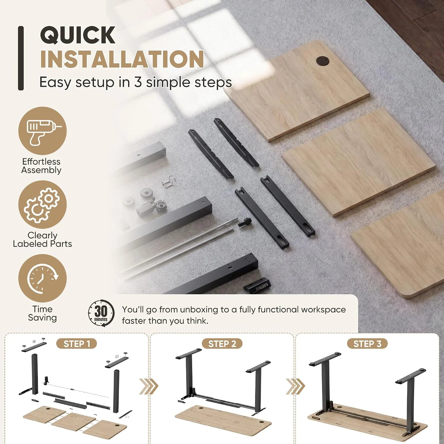 New Arrivals 55 x 24 Inches Electric Height Adjustable Standing Desk Large Sit Stand Up Desk Home Office Computer Desk Memory - Image 64