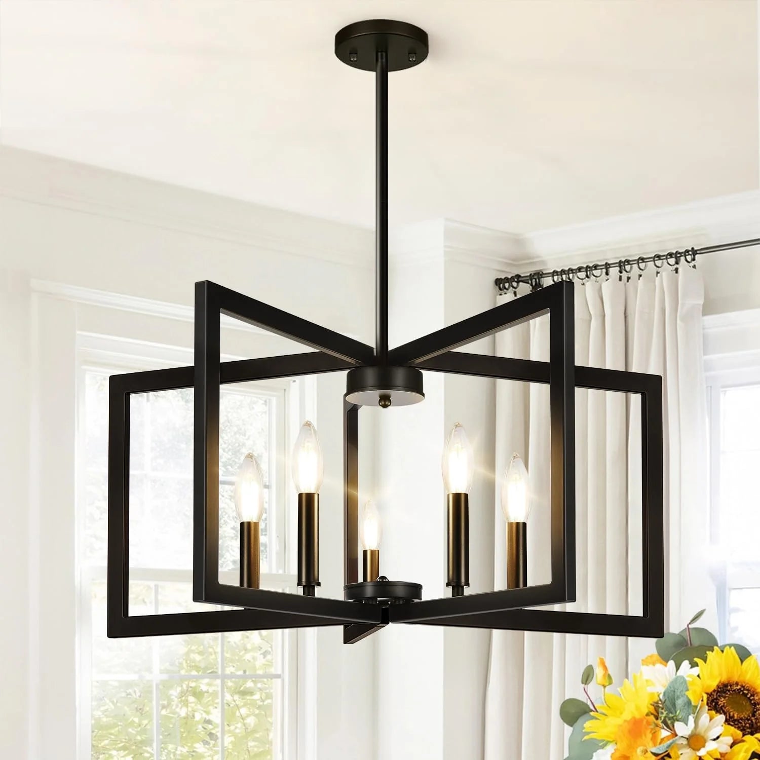 25-61 Height Adjustable Modern Matte Black Chandelier for Dining Room bifanuoyard - Image 5