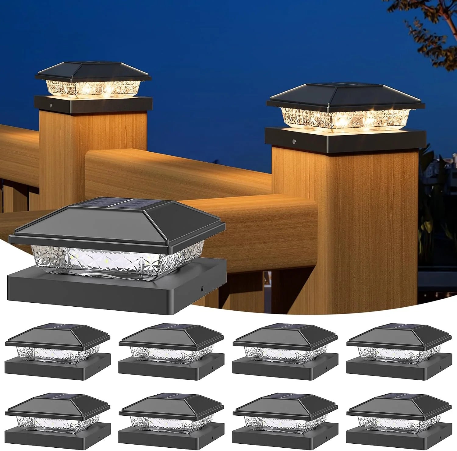 New Arrivals Solar Post Cap Lights, 4x4 Post Solar Light Cool White, White 12 Pack " For Home Projects - Image 5