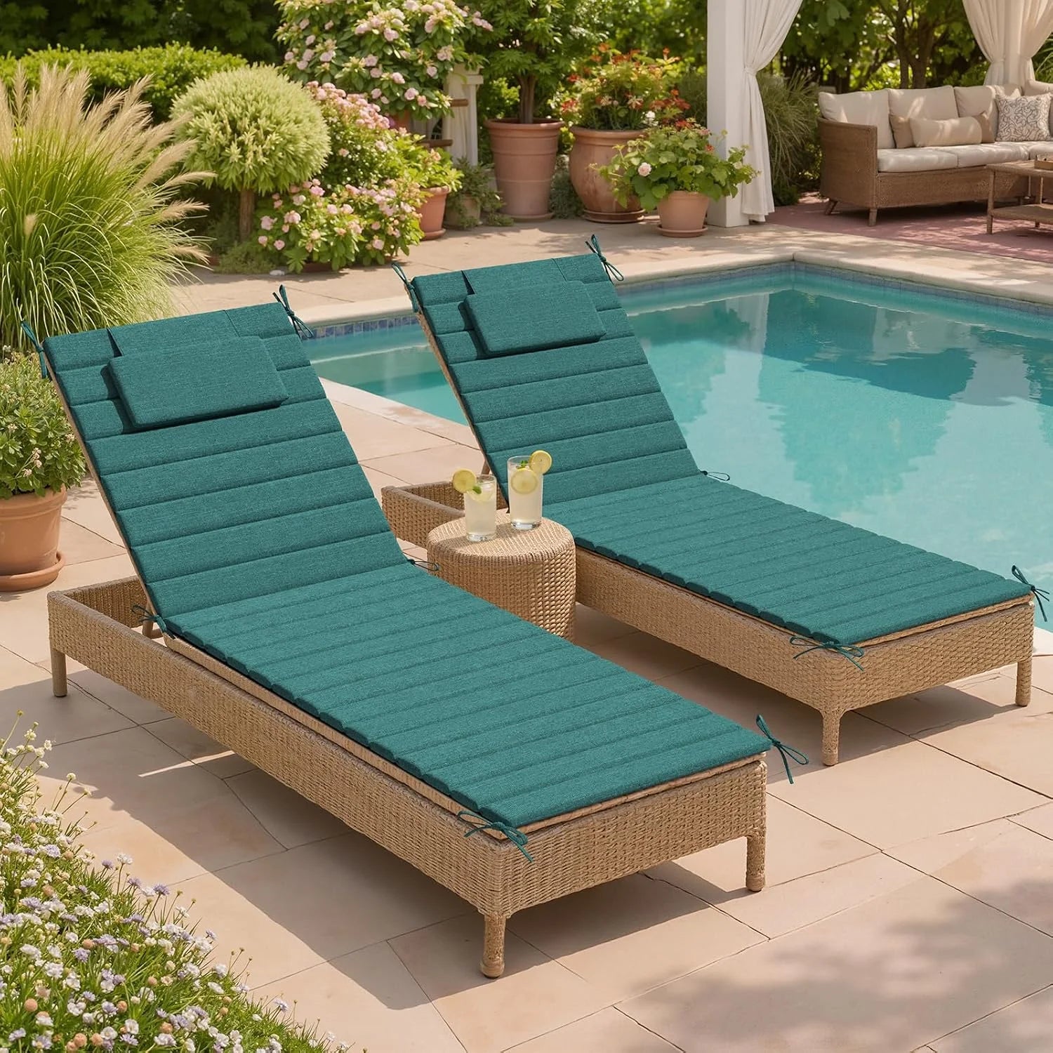 Crestlive Products Chaise Lounge Cushion Outdoor Set of 2, Foldable Water Resistant Pool Lounge Chair Cushions with bifanuoyard - Image 7
