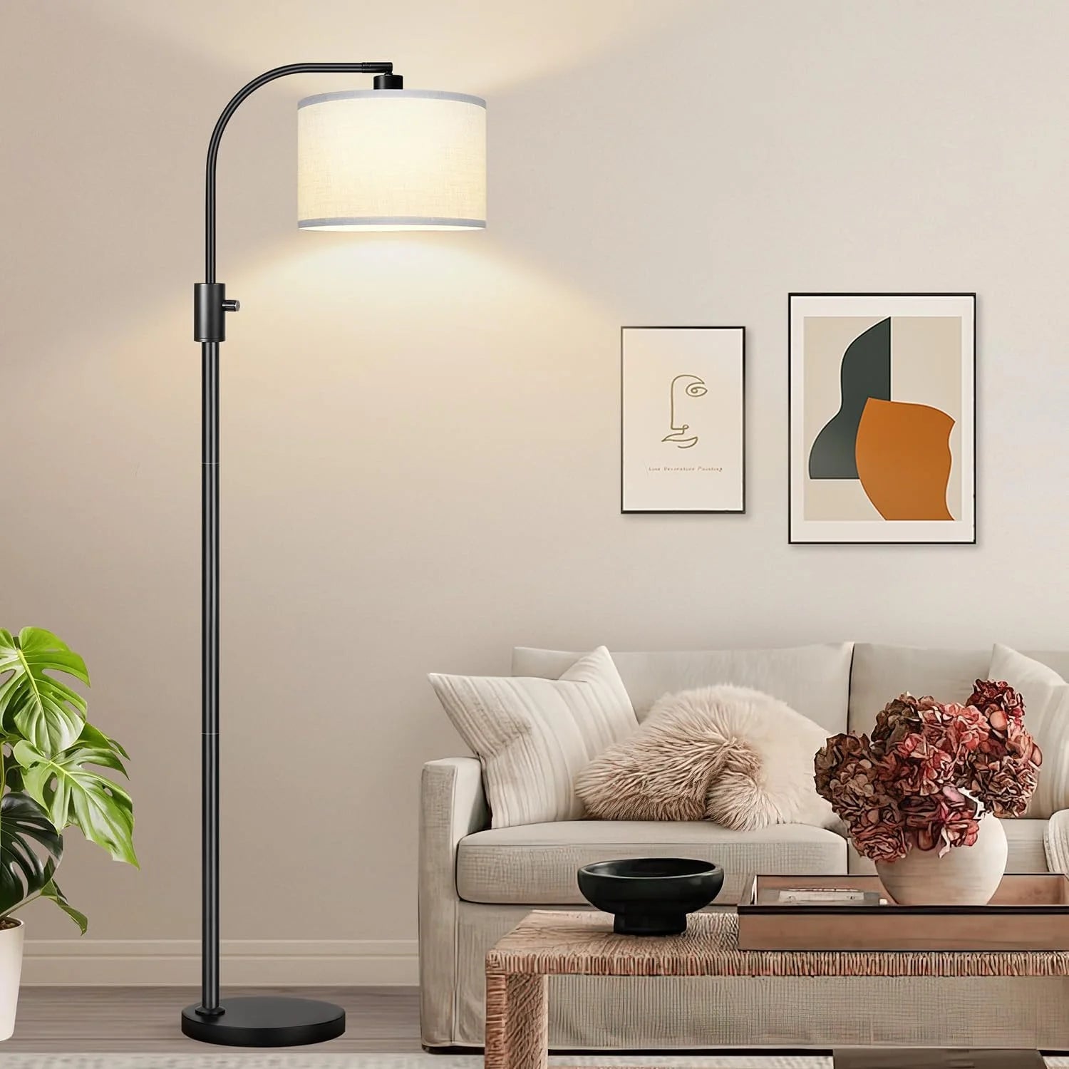 Nintiue Upgraded Modern Arc Dimmable Tall Standing Floor Lamp with Linen Shade, Bulb Included bifanuoyard - Image 16