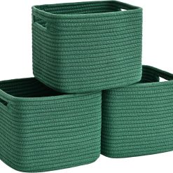 3 Pack Cube Storage Bin, 9”x9”x7” Cotton Rope Woven Baskets for Organizing Toys Clothes Towels, Square Gift bifanuoyard