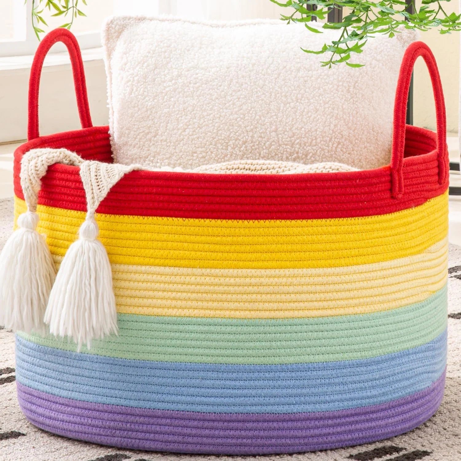 Large Blanket Basket with Handles, Storage Basket for Living Room, Extra Large Capacity, Blanket Storage, Laundry bifanuoyard - Image 20