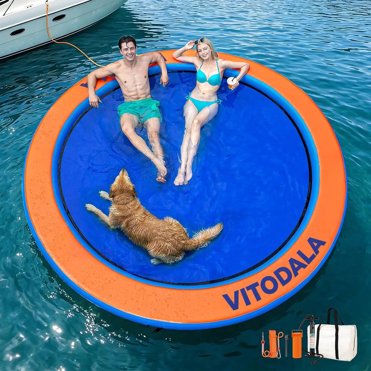 New Arrivals Water Hammock Heavy Duty, Large Pool Float Lake Floats for Adult, Round Inflatable Water Hammock