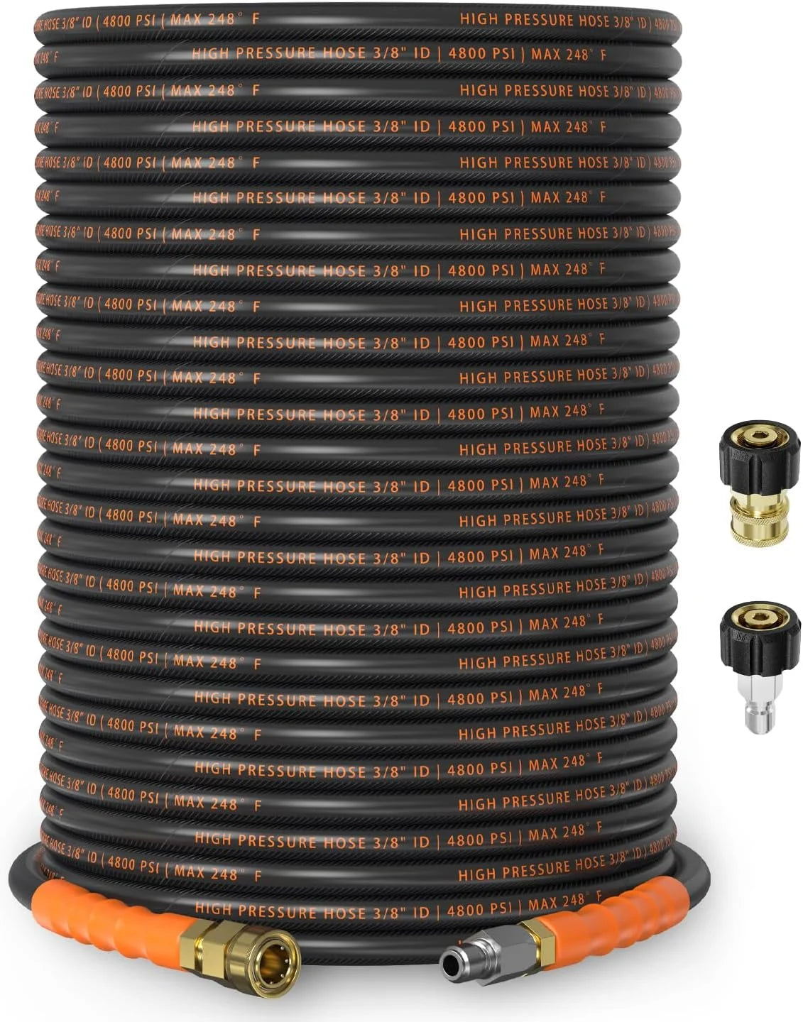 New Arrivals 3/8 ID Pressure Washer Hose 50 ft, 4800 PSI Steel-Braided & Durable, Power Washer Hose with Swivel Quick - Image 2
