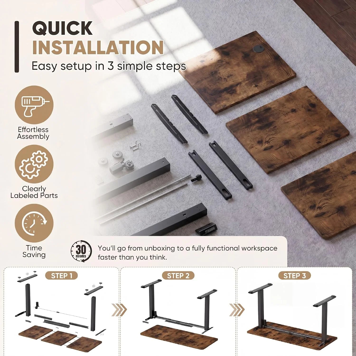 New Arrivals 55 x 24 Inches Electric Height Adjustable Standing Desk Large Sit Stand Up Desk Home Office Computer Desk Memory - Image 42