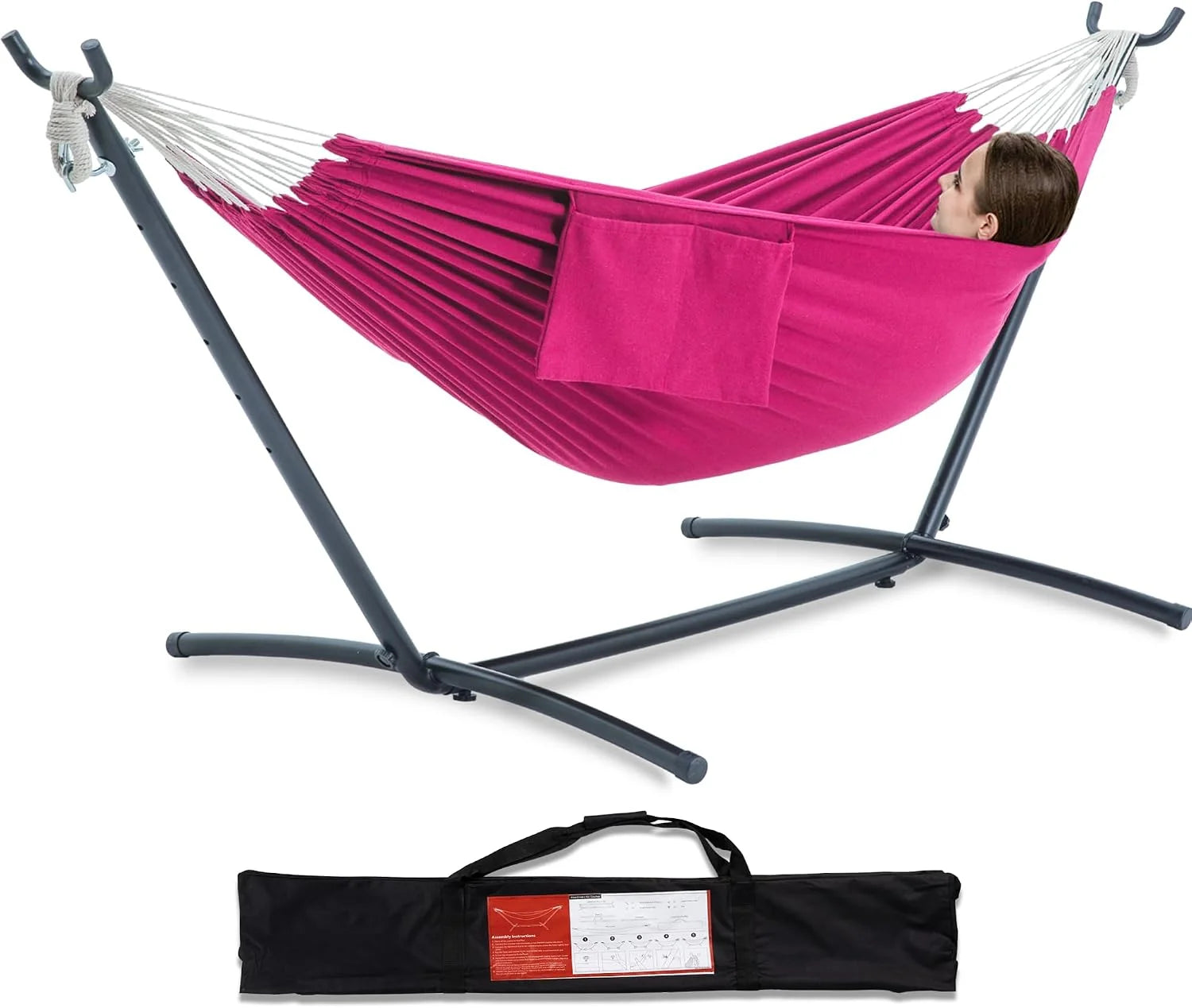 New Arrivals Double Hammock with Stand for Outside, Heavy-Duty, Portable (Coffee) - Image 8