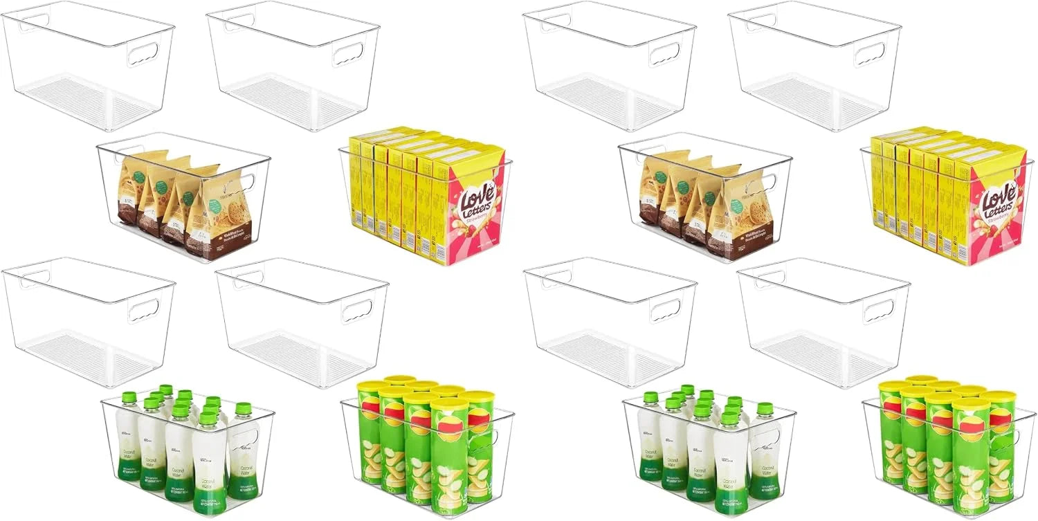 6 Pack Clear Storage Bins, Pantry Organizer Bins with Handle, Large, BPA-free Plastic Bins, Pantry Storage bifanuoyard - Image 3