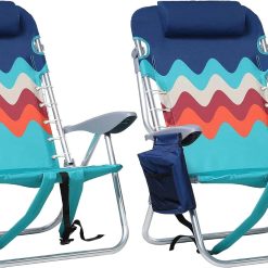 New Arrivals PARTY Backpack Beach Chairs 2 Pack Aluminum Lightweight Folding Reclining Beach Chairs, 4 Positions Classic Lay
