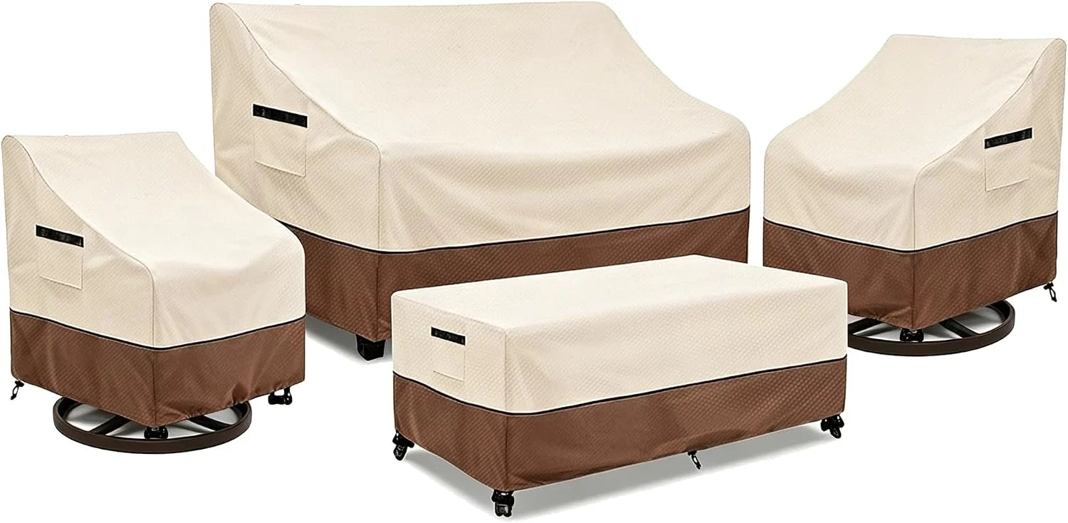 Wavecover 4-Piece Patio Furniture Cover Set, 600D Heavy Duty Outdoor Furniture Covers Waterproof " Fits 3-Seater Sofa - Image 5