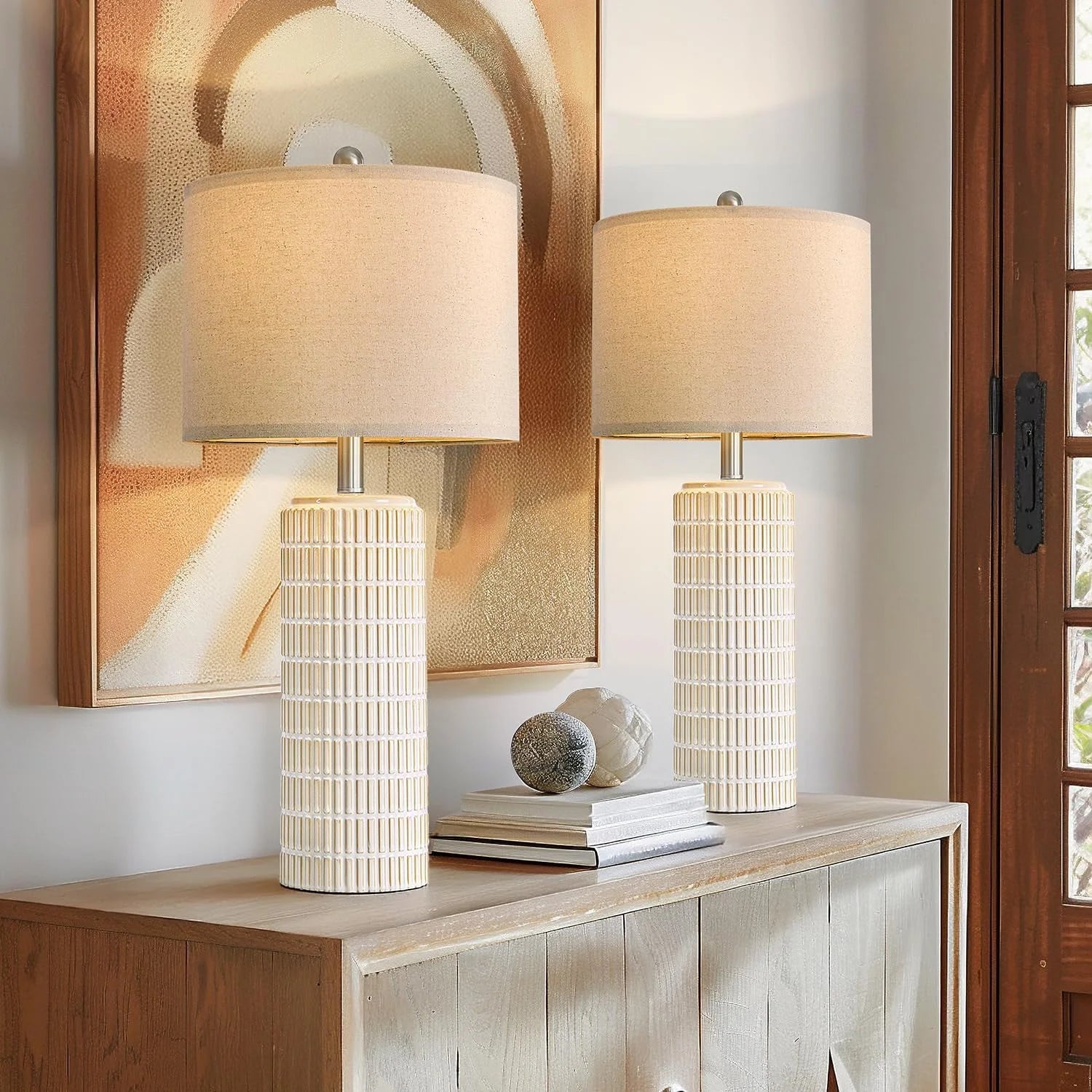 PoKat 23" Bedside Table Lamp for Bedroom Nightstands, White Modern Bedroom Lamp bifanuoyard - Image 3