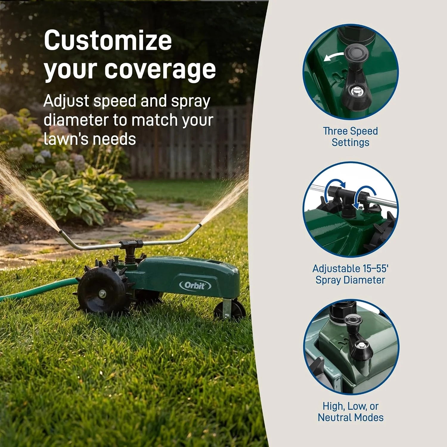 Orbit Traveling Tractor Water Sprinkler, Self-Propelled Traveling Sprinkler for Wide Lawn Coverage bifanuoyard - Image 6
