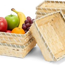 Alternative view of New Arrivals Round Gift Baskets, 8 Inch Natural Bamboo Woven Fruit Basket, Small Wicker Bread Roll Serving Basket, Food