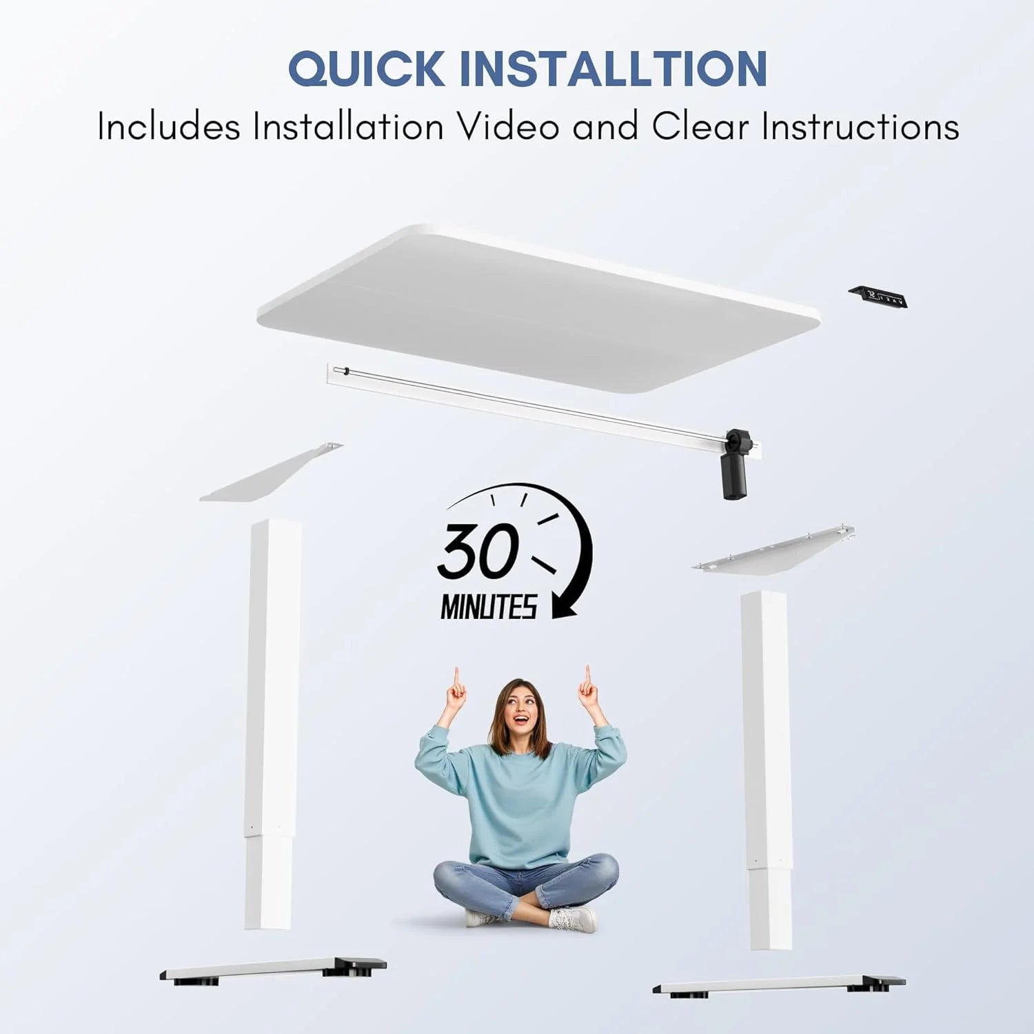New Arrivals 55 x 24 Inches Electric Height Adjustable Standing Desk Large Sit Stand Up Desk Home Office Computer Desk Memory - Image 26