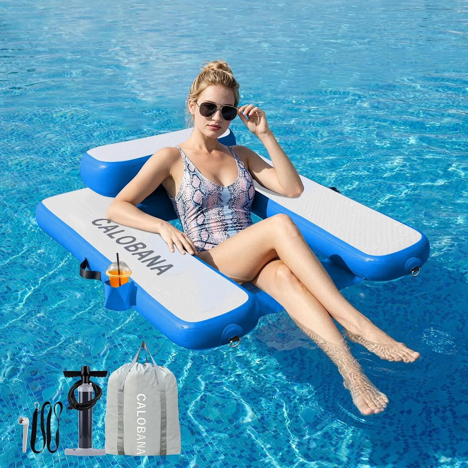 CALOBANA Inflatable Floating Chair, Heavy Duty Pool Floats Adult Lounger with Cup Holder bifanuoyard - Image 3