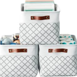 Storage Bins, Large Fabric Storage Baskets for Shelves 3 Pack, 15 x 11 x 9.5 inches Decorative Linen Closet bifanuoyard
