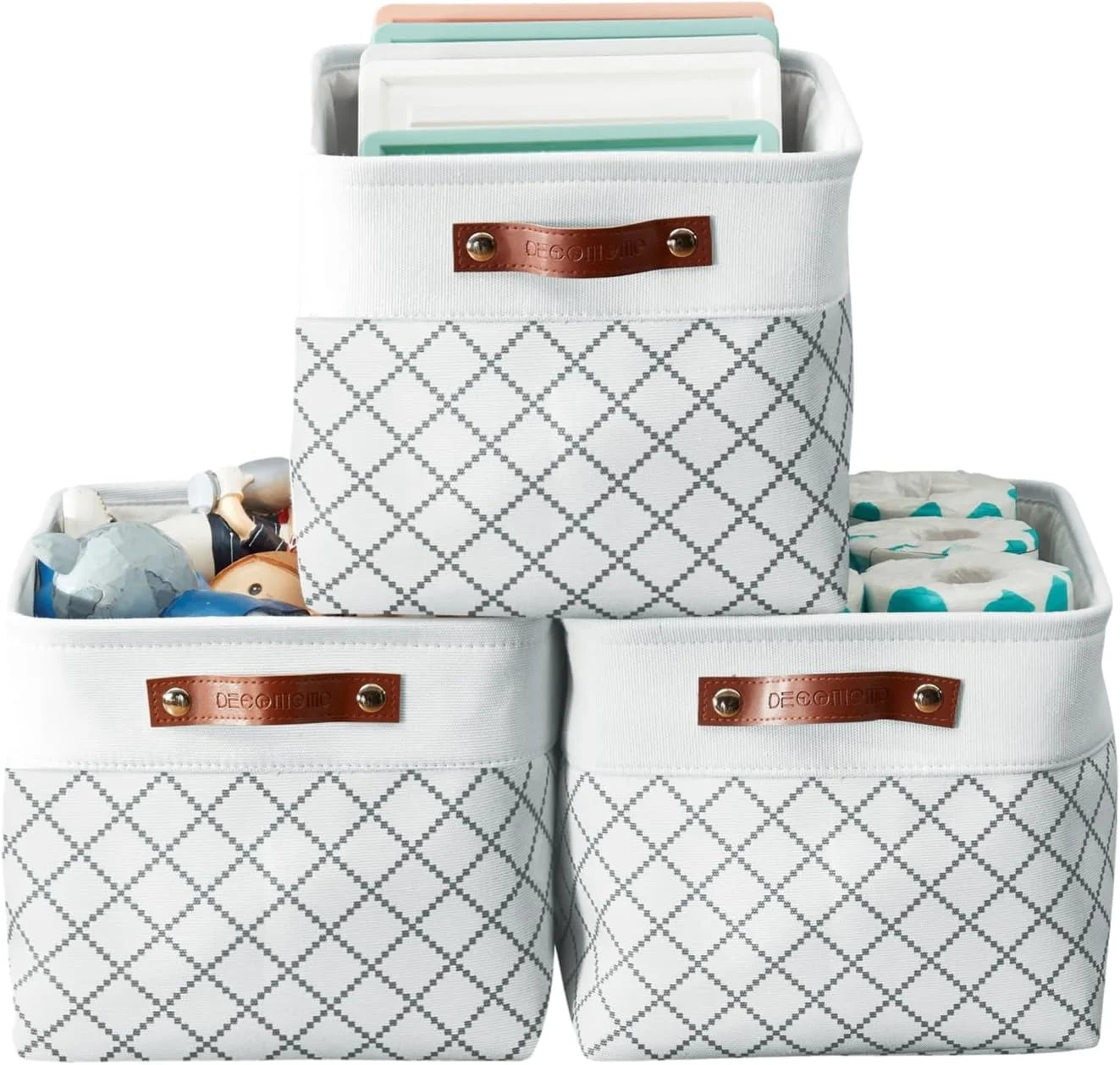 Storage Bins, Large Fabric Storage Baskets for Shelves 3 Pack, 15 x 11 x 9.5 inches Decorative Linen Closet bifanuoyard