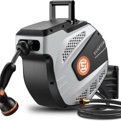 Alternative view of SUNPOW Retractable Garden Hose Reel, 1/2 inch x 50ft Heavy Duty Wall Mounted Hose Reel with 3/4 inch Brass Fitting & 10 bifanuoyard