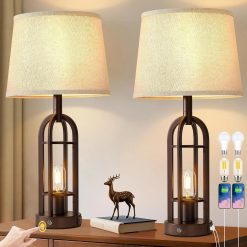 Alternative view of New Arrivals Black Table Lamps for Living Room Set of 2, Farmhouse Lamps for Night Stands with USB A+C