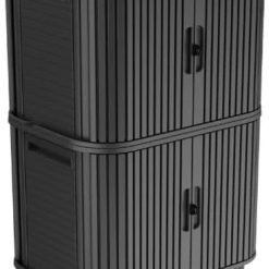 Keter Velo 30 Gallon Outdoor Storage Cabinet, Weather-Resistant Resin Deck Box with Steel Reinforcement, Lockable
