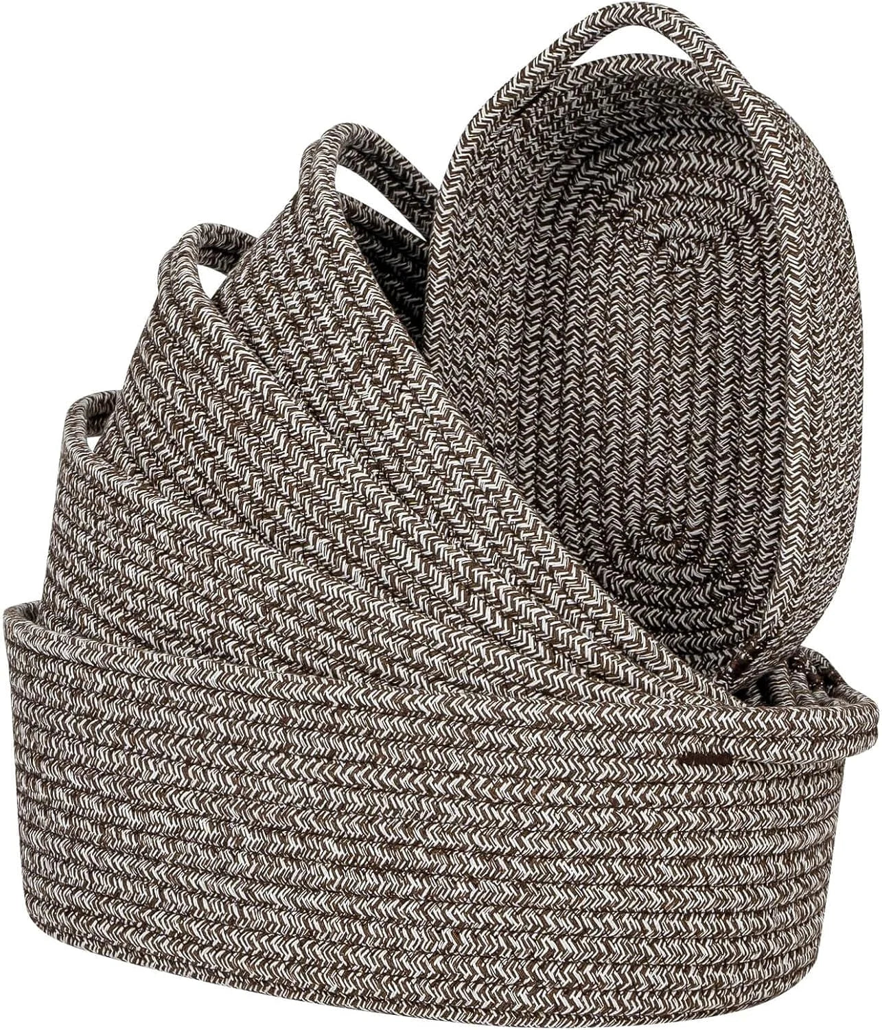 New Arrivals Storage Basket Cotton Rope Organizer Baskets for Shelves, Set of 5 Decorative Closet Storage Bins - Image 3