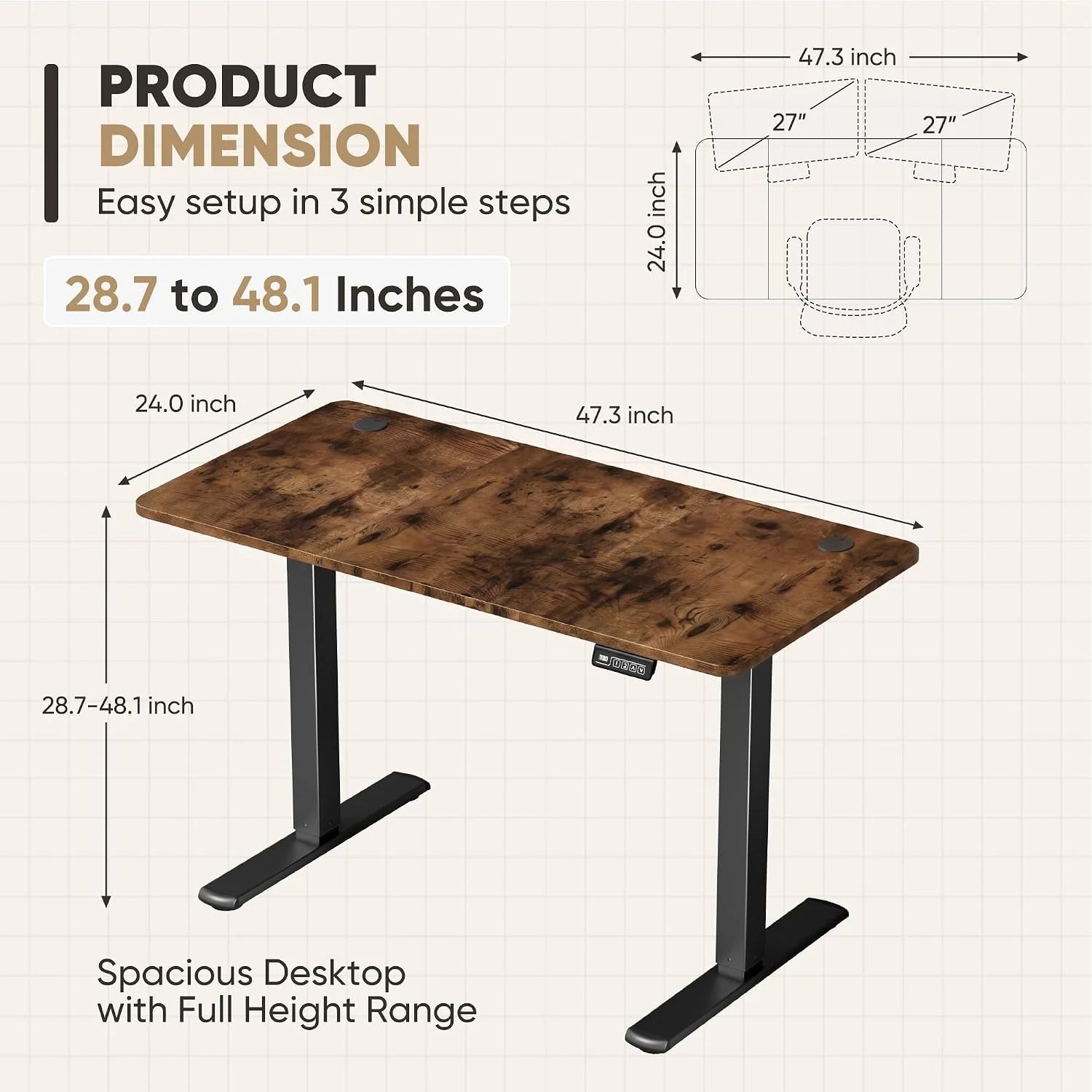 New Arrivals 55 x 24 Inches Electric Height Adjustable Standing Desk Large Sit Stand Up Desk Home Office Computer Desk Memory - Image 37