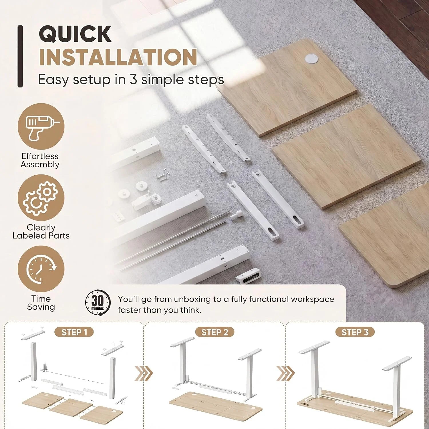 New Arrivals 55 x 24 Inches Electric Height Adjustable Standing Desk Large Sit Stand Up Desk Home Office Computer Desk Memory - Image 35