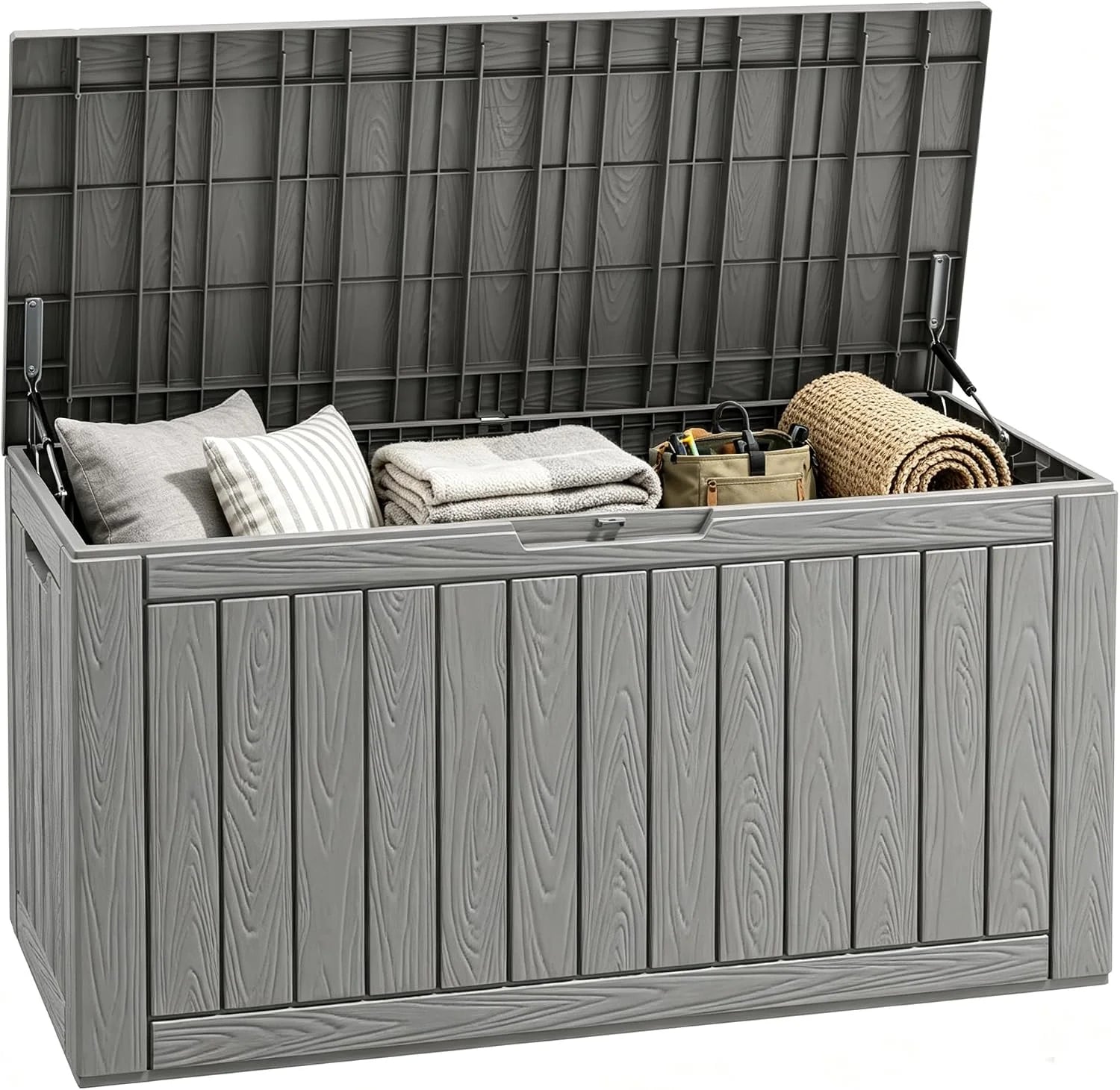 Fancyango 50 Gallon Waterproof Deck Box, Resin Outdoor Storage Box, Black - Image 4