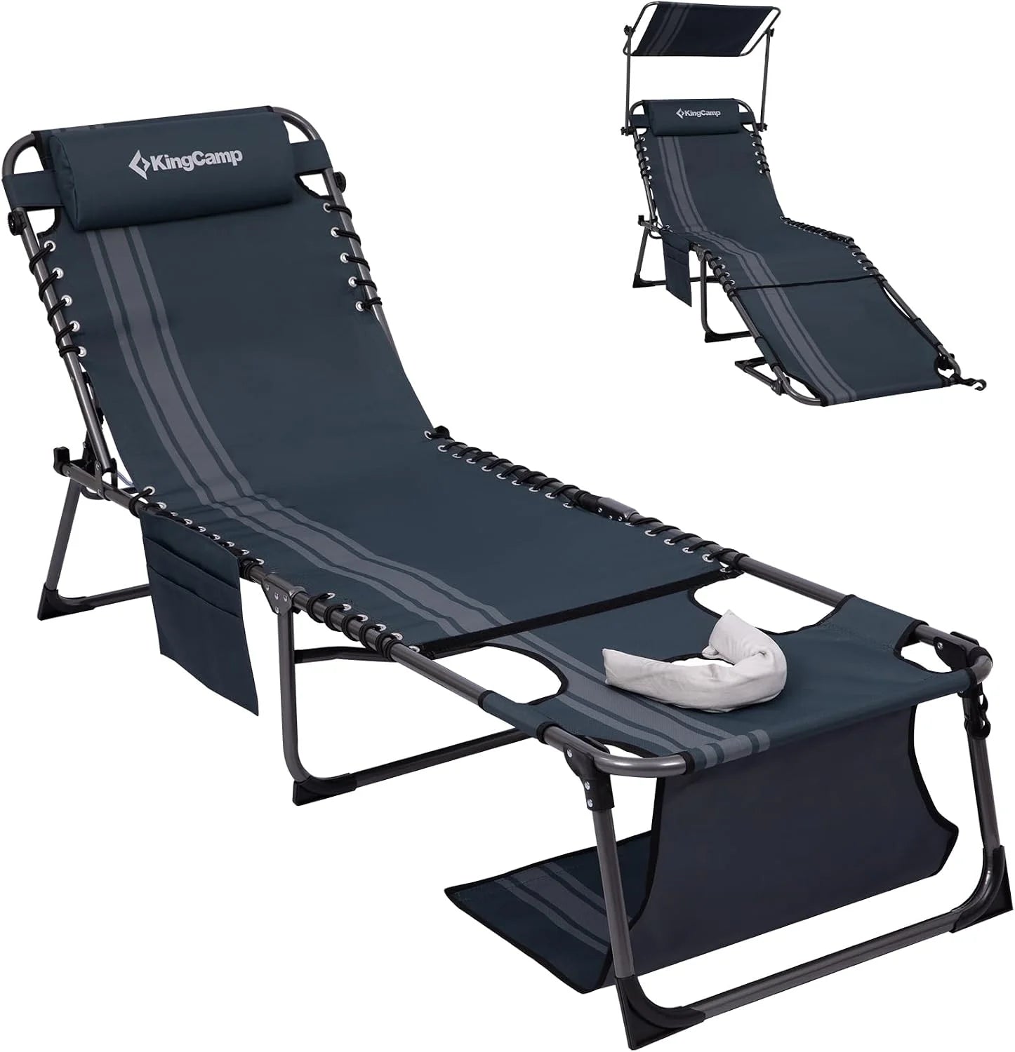 New Arrivals Lounge Chair with face Hole & Canopy Shade, 400LBS Folding Portable Tanning Chair with face Hole - Image 5