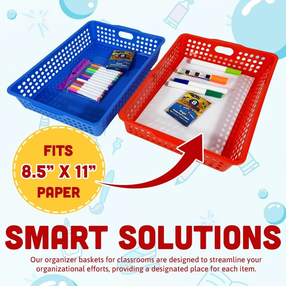 New Arrivals Colorful Plastic Classroom Storage Bins 13.75 X 10.25 for Organizing A4 Papers Trays, Turn In Containers - Image 3