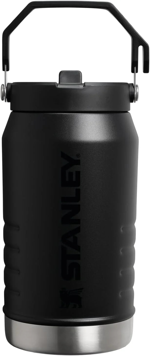 IceFlow 2.0 Flip Straw Jug with Handle 64 oz, Twist On Lid and Flip Up Straw, Black 2.0