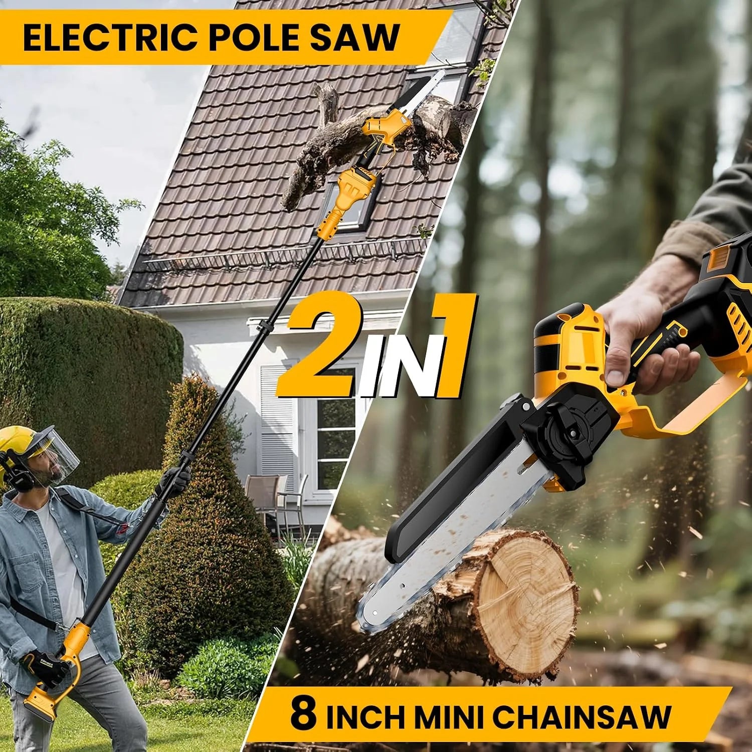 New Arrivals Cordless 8 Inch Pole Saw & Mini Chainsaw For DE Walt 20V MAX Battery - Image 2