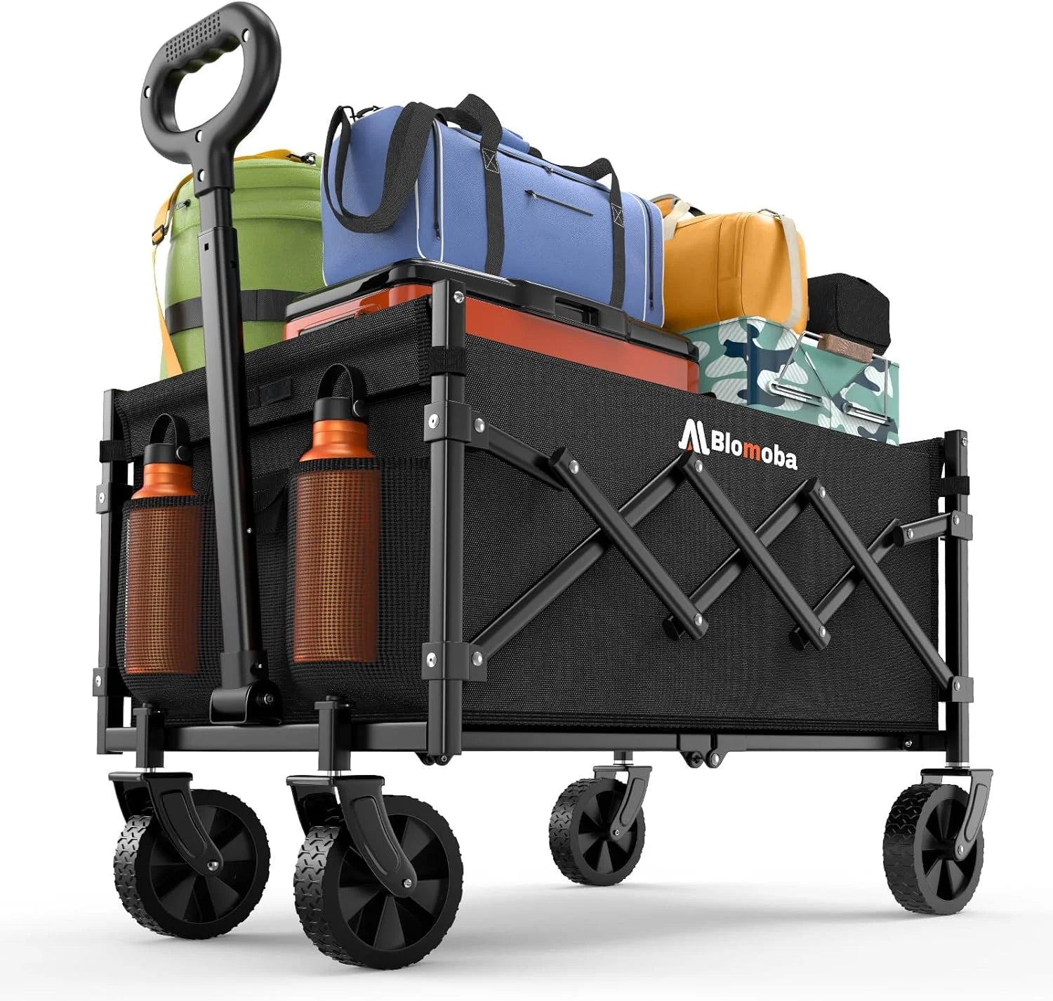 Blomoba Folding Wagon Cart with Wheels, 220lbs Utility Wagon Cart, Black - Image 2