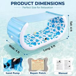Alternative view of New Arrivals Inflatable Pool Float with Shade, 157 x 36 Extra Large Floating Couch Island Cabana Luxury Lounger with Canopy