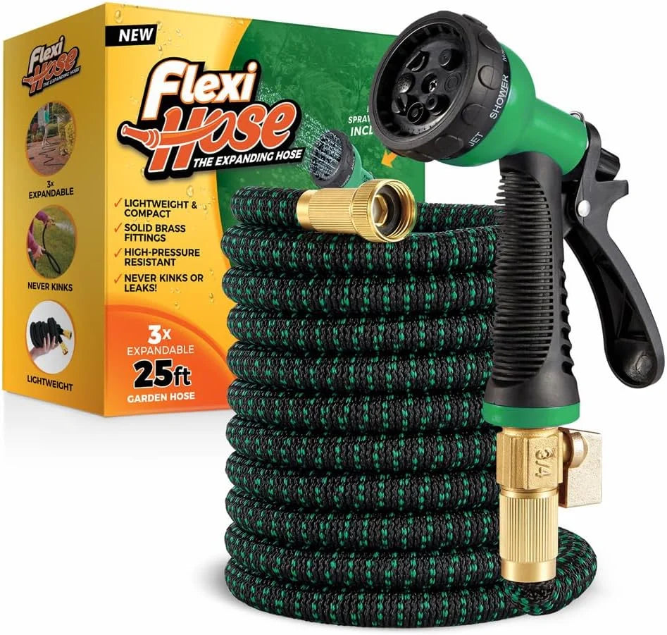 New Arrivals Hose with 8 Function Nozzle, 100FT, 3/4 Inch Solid Brass Fittings and Double Latex Core - Image 2