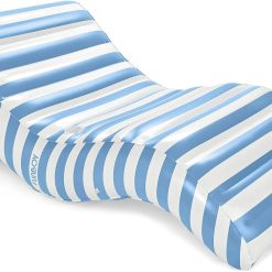New Arrivals Giant Yellow & White Cabana Inflatable Chaise Lounger Pool Float, Chair Pool Float, Nearly 6 Feet Long