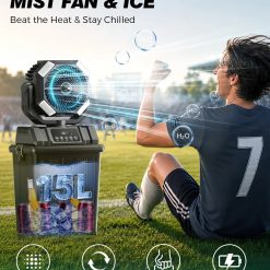 Alternative view of New Arrivals 40000mAh Misting Fans for Outside, 15L Portable Outdoor Cooling Fan with Auto Oscillation, LED Light